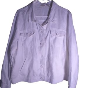 Linden Hill 100% Linen White Womens Shirt. Button Front Pockets Long Sleeve